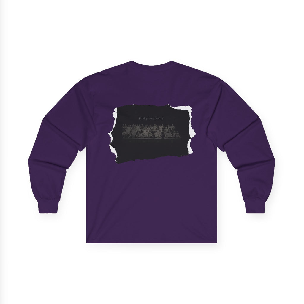 Find Your People Long Sleeve Tee - Black and White