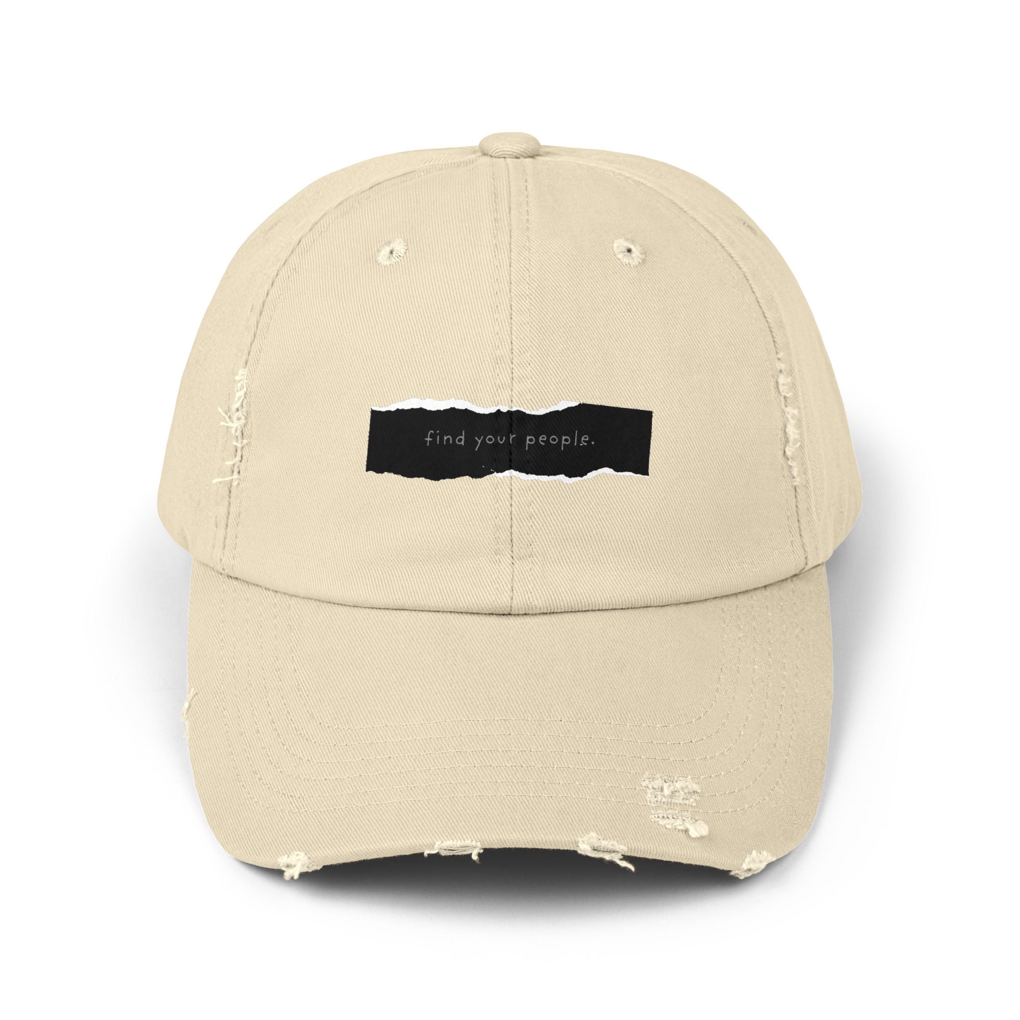 Find Your People Distressed Hat - Black and White