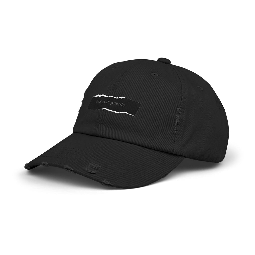 Find Your People Distressed Hat - Black and White