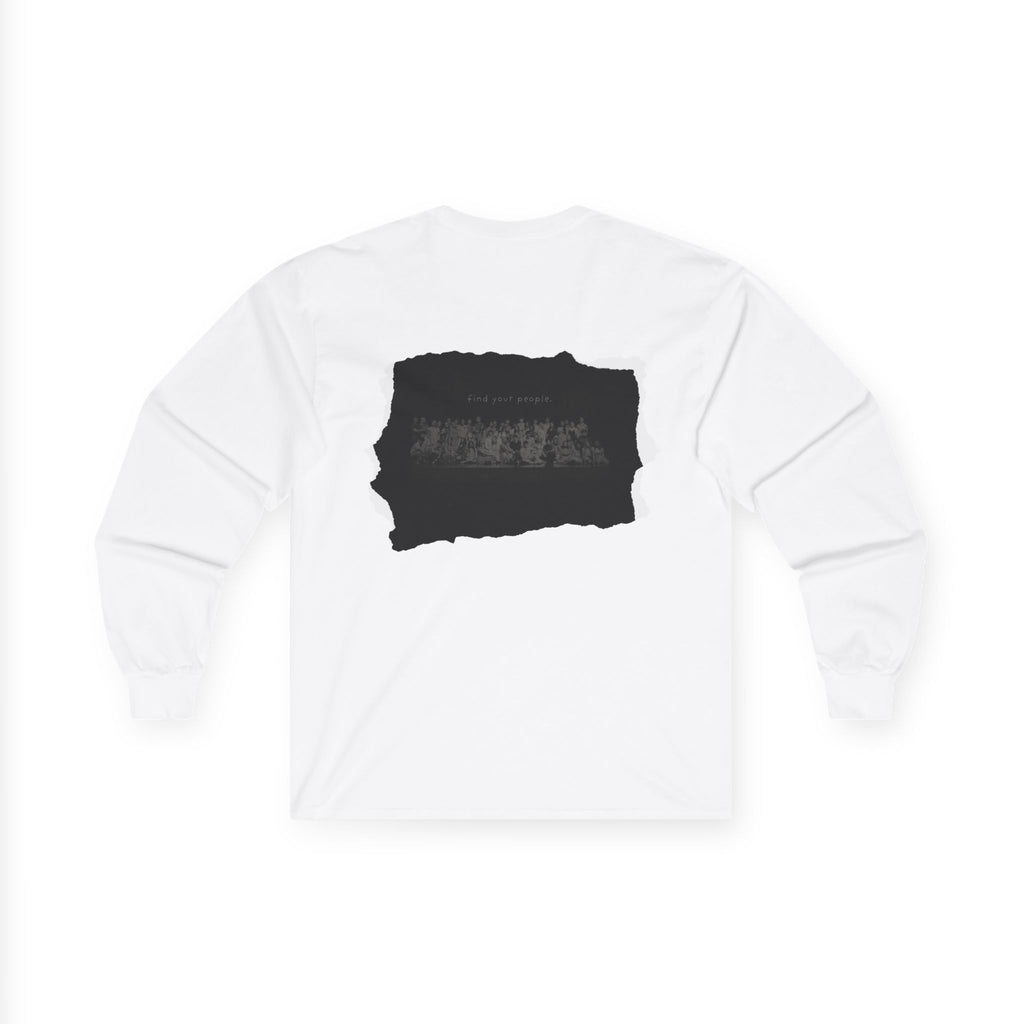 Find Your People Long Sleeve Tee - Black and White