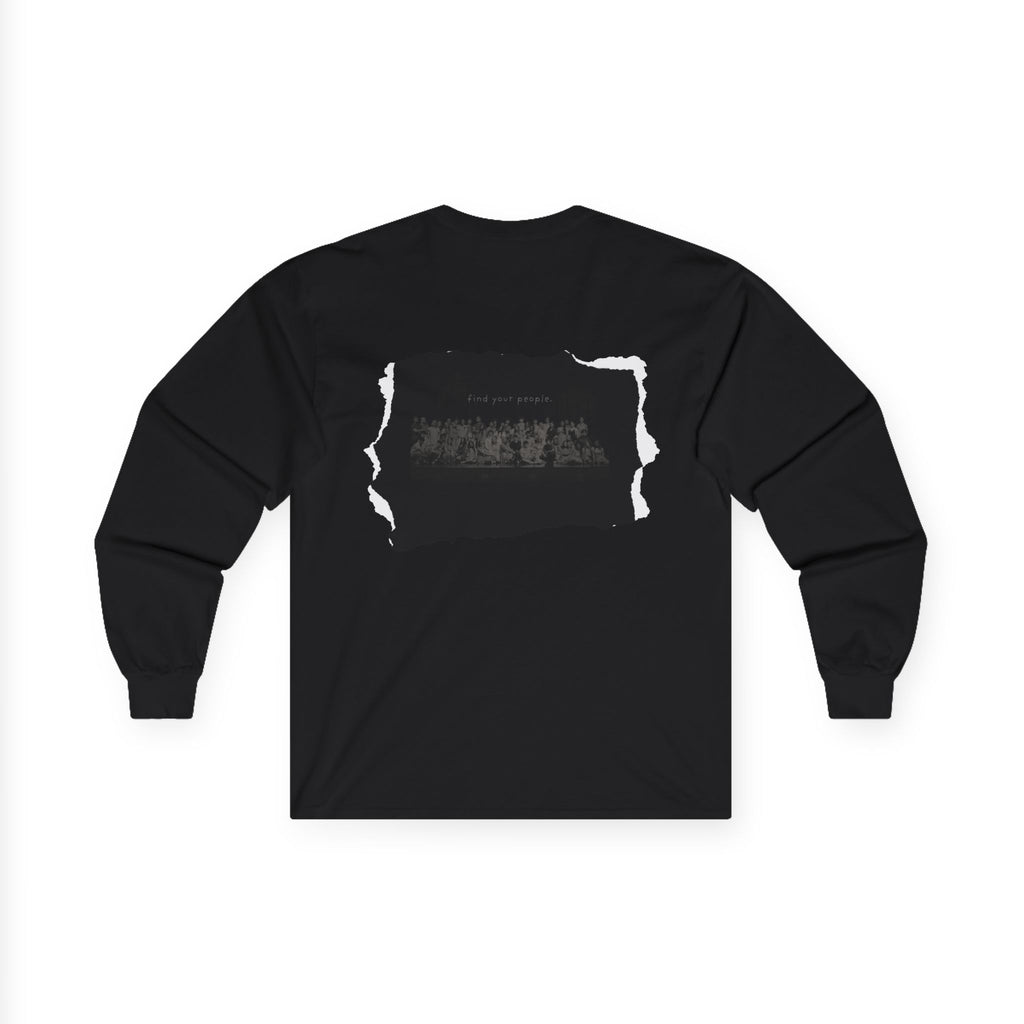Find Your People Long Sleeve Tee - Black and White
