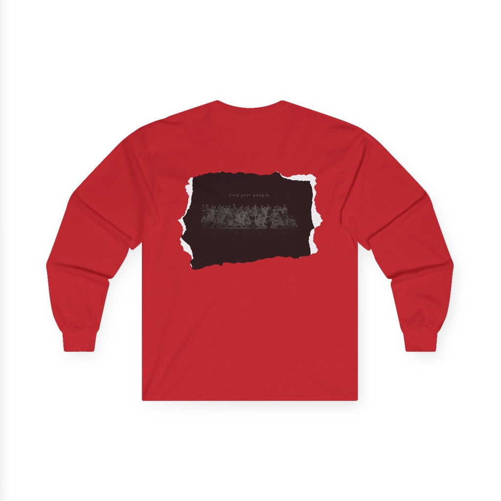 Find Your People Long Sleeve Tee - Black and White